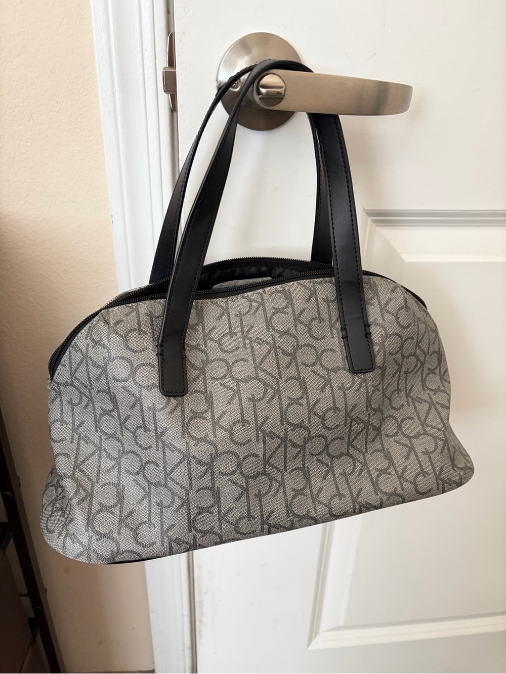 Calvin Klein Monogram Gray Dome Shoulder Bag